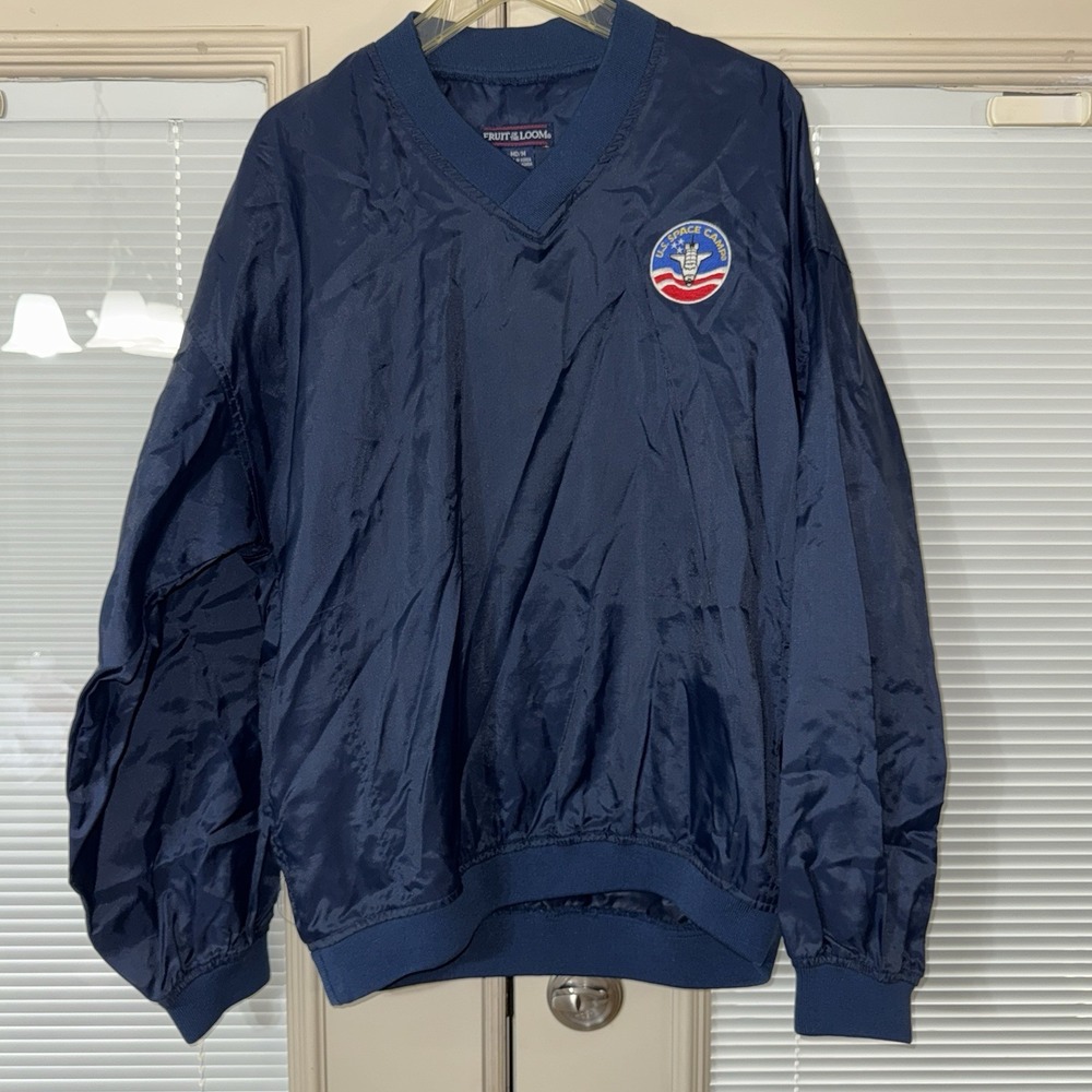 Vintage Fruit Of The Loom Navy Weatherproof Pullover NASA Space‎ Camp